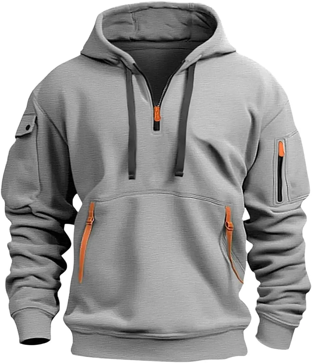 Tactical Hoodies For Men Quater Zip Up Pullover Sweatshirt Casual Workout Mens Hoodies with Pockets