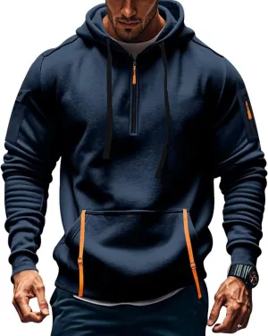 Tactical Hoodies For Men Quater Zip Up Pullover Sweatshirt Casual Workout Mens Hoodies with Pockets