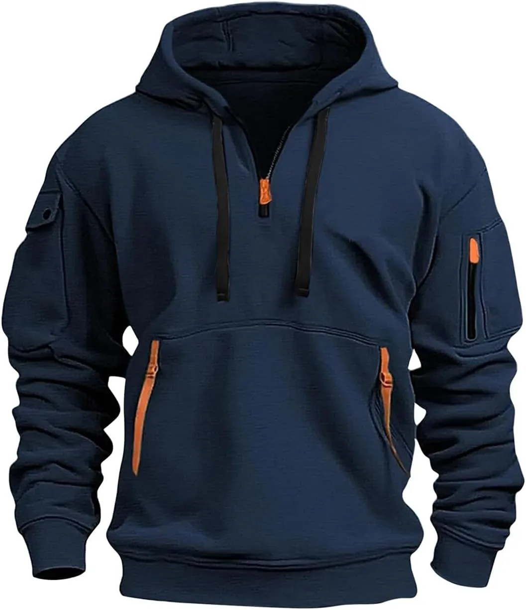 Tactical Hoodies For Men Quater Zip Up Pullover Sweatshirt Casual Workout Mens Hoodies with Pockets