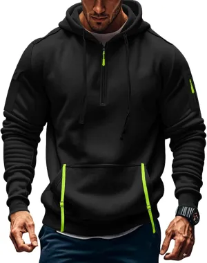Tactical Hoodies For Men Quater Zip Up Pullover Sweatshirt Casual Workout Mens Hoodies with Pockets