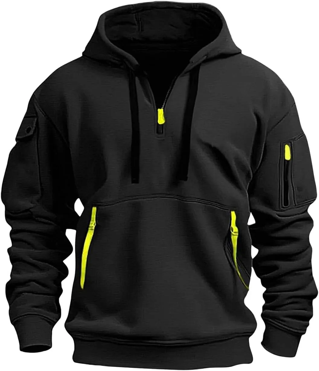Tactical Hoodies For Men Quater Zip Up Pullover Sweatshirt Casual Workout Mens Hoodies with Pockets