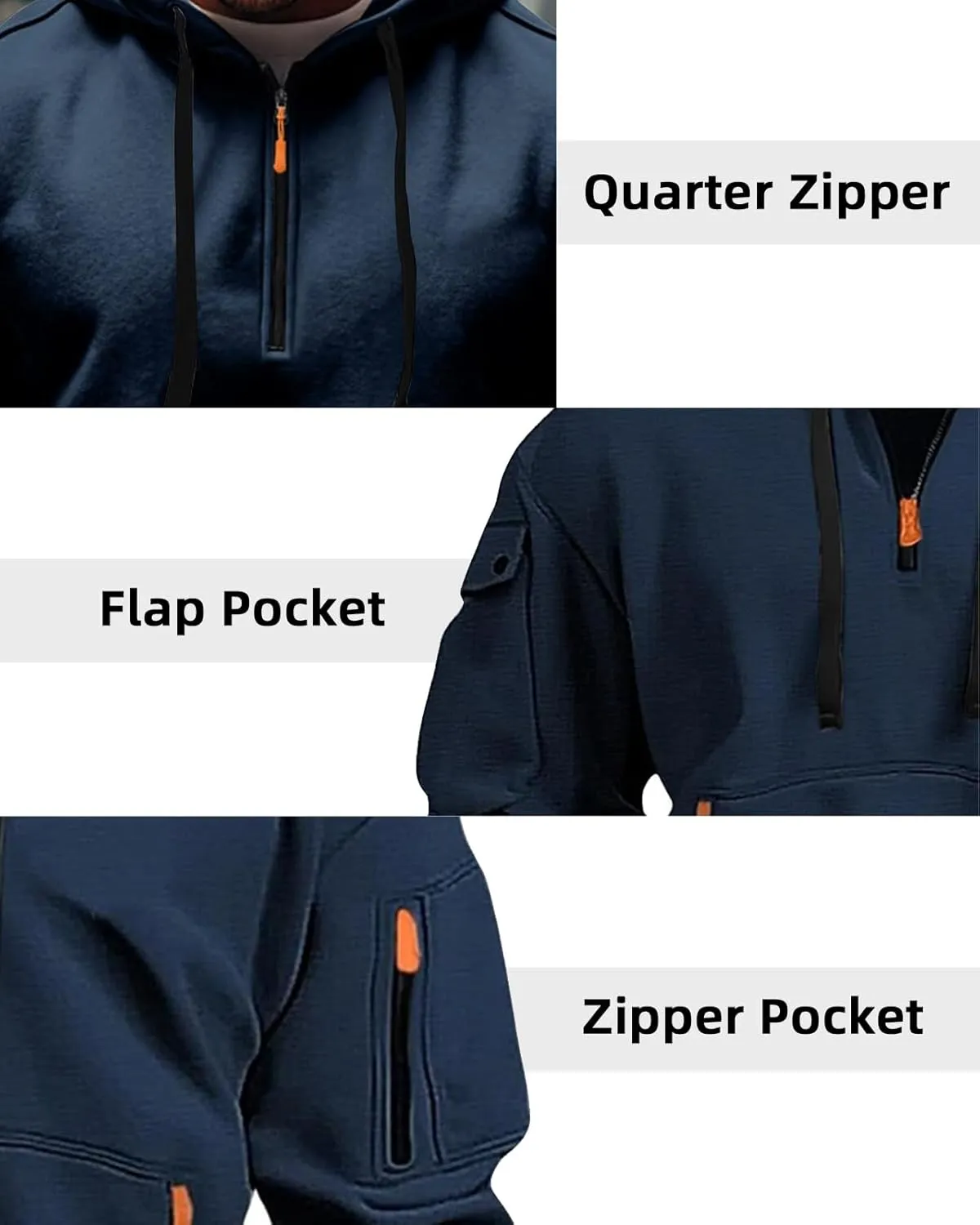 Tactical Hoodies For Men Quater Zip Up Pullover Sweatshirt Casual Workout Mens Hoodies with Pockets