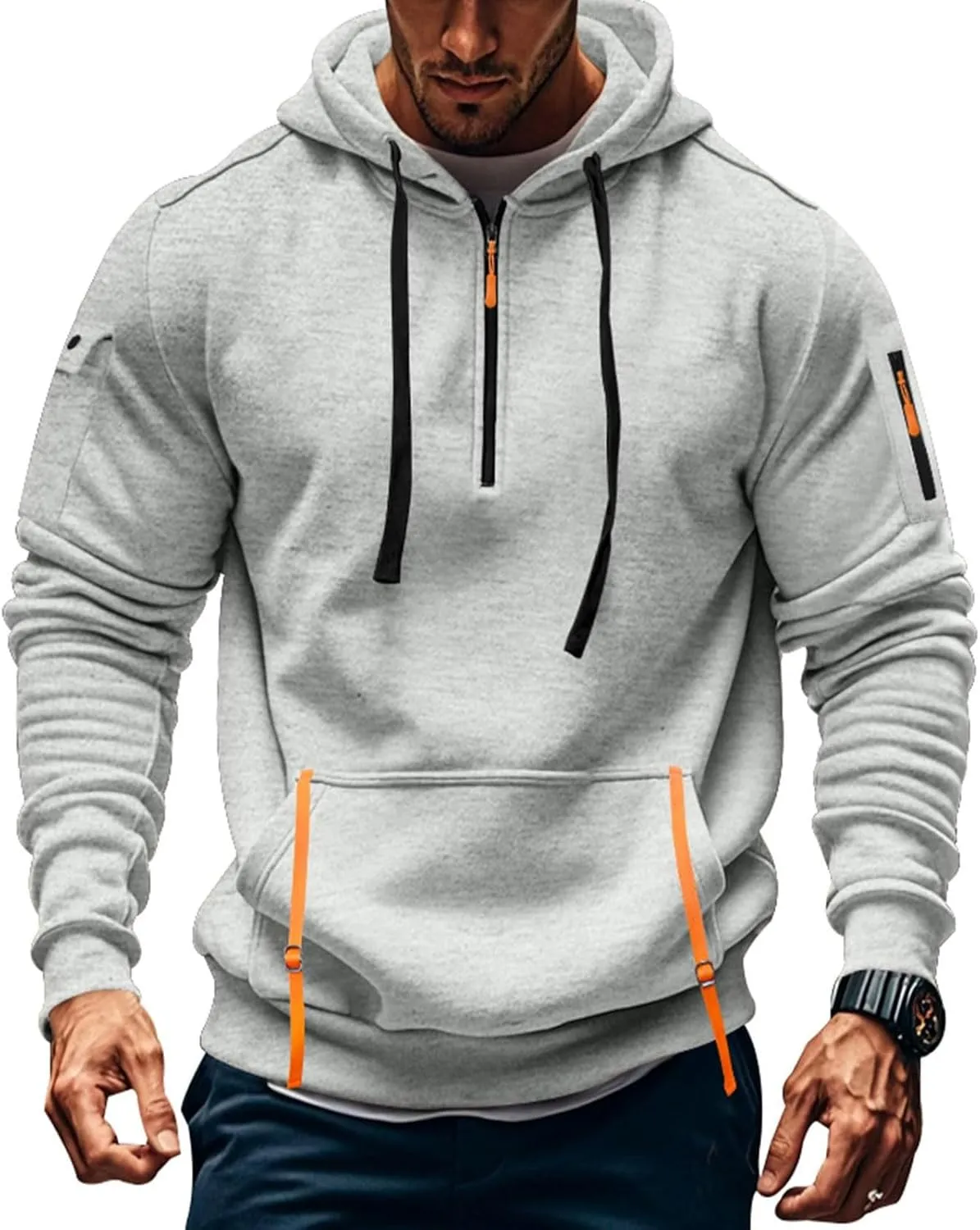 Tactical Hoodies For Men Quater Zip Up Pullover Sweatshirt Casual Workout Mens Hoodies with Pockets