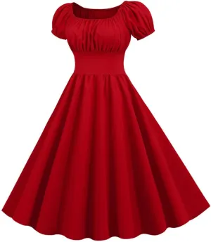 Tea Party Dresses for Woman Vintage 1950S Smocked Ruffle Cap Sleeve A Line Mini Dress Summer Tea Party Sundresses