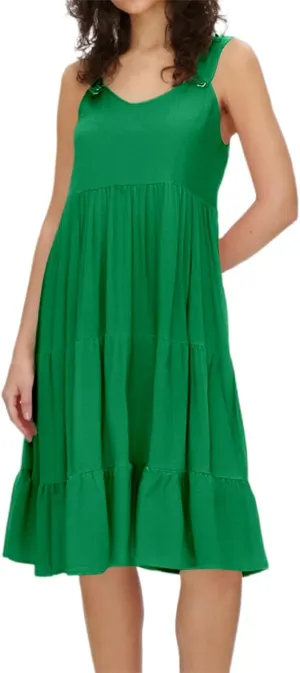 Tea Party Dresses for Woman Vintage Spaghetti Straps Tiered Ruffle Swing Knee Length Dress Vacation Sun Cover Up for Women