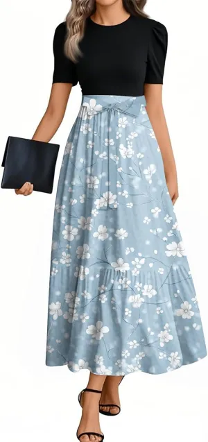 Tea Party Dresses for Women 2025 Plus Size Elegant Floral Wrap Maxi Dress Ruffle Hem Outfit