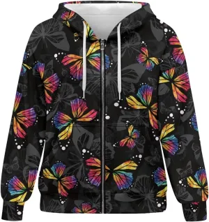 TODIYADDU Trendy Sweatshirts Womens Oversized Hoodies Fashion Zip Up Hooded with Pockets Casual Long Sleeve Pullover Hoodies