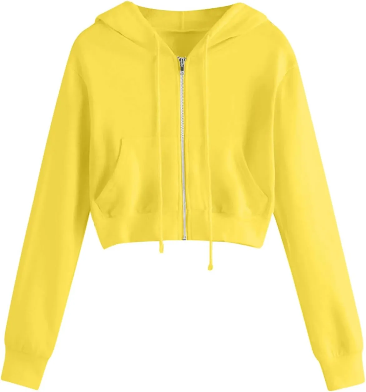 TUNUSKAT Womens Zip Up Hoodie Cropped Sweatshirts Fall Cute Crop Top Jacket Long Sleeve Light Workout Hoodies Gym Sweater