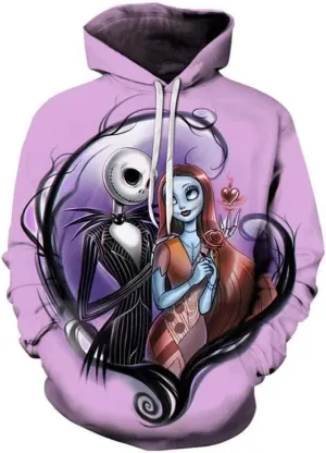 Unisex Jack Sally Hoodies Christmas Sweatshirts Halloween Cosplay Costume Casual Printed Coat Tops