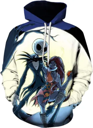 Unisex Jack Sally Hoodies Christmas Sweatshirts Halloween Cosplay Costume Casual Printed Coat Tops