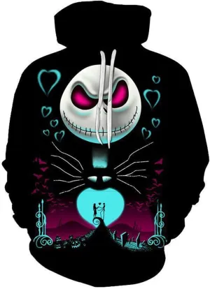 Unisex Jack Sally Hoodies Christmas Sweatshirts Halloween Cosplay Costume Casual Printed Coat Tops