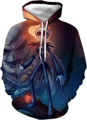 Unisex Jack Sally Hoodies Christmas Sweatshirts Halloween Cosplay Costume Casual Printed Coat Tops