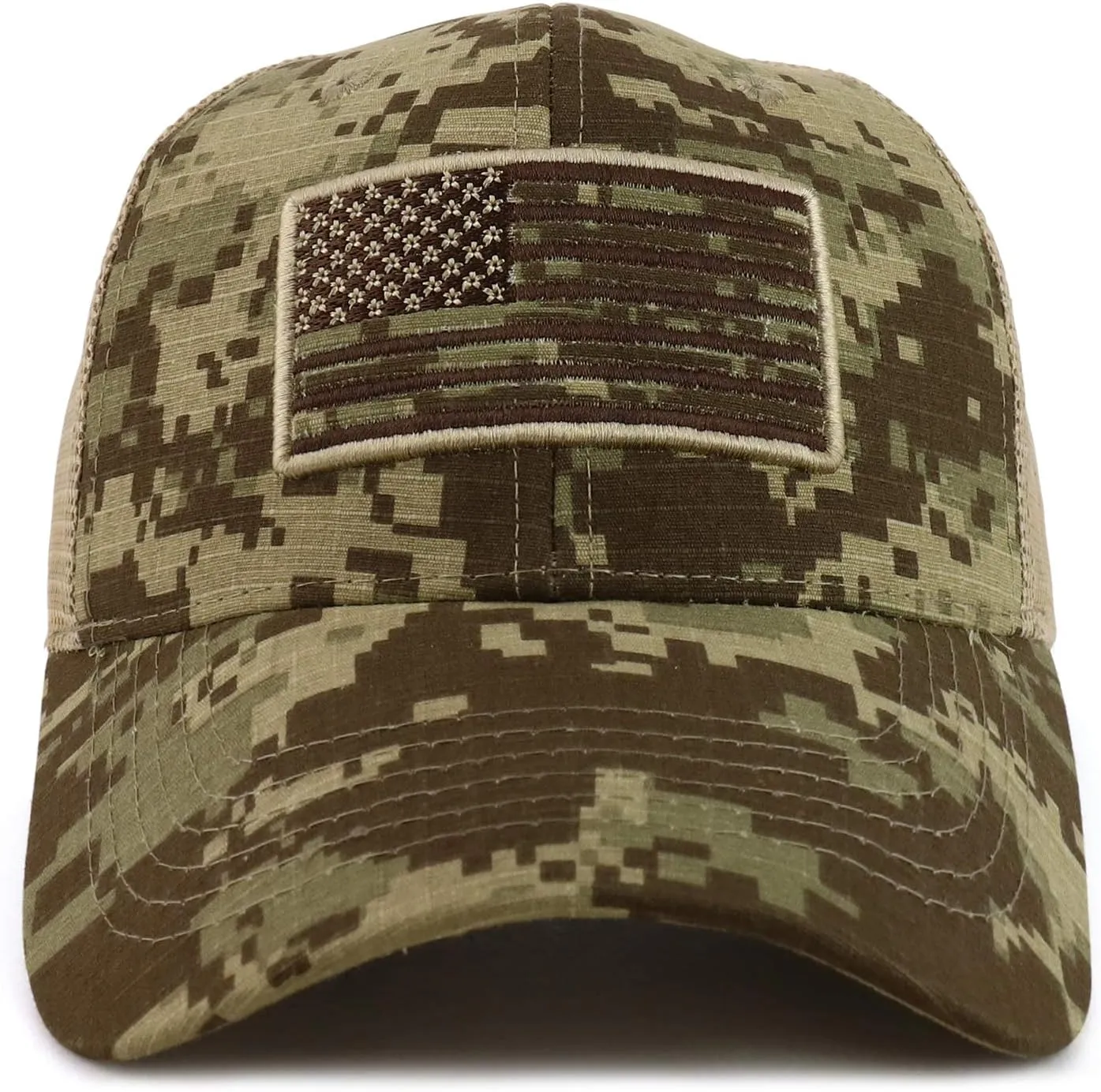 USA Flag Embroidered Structured Trucker Mesh Baseball Cap