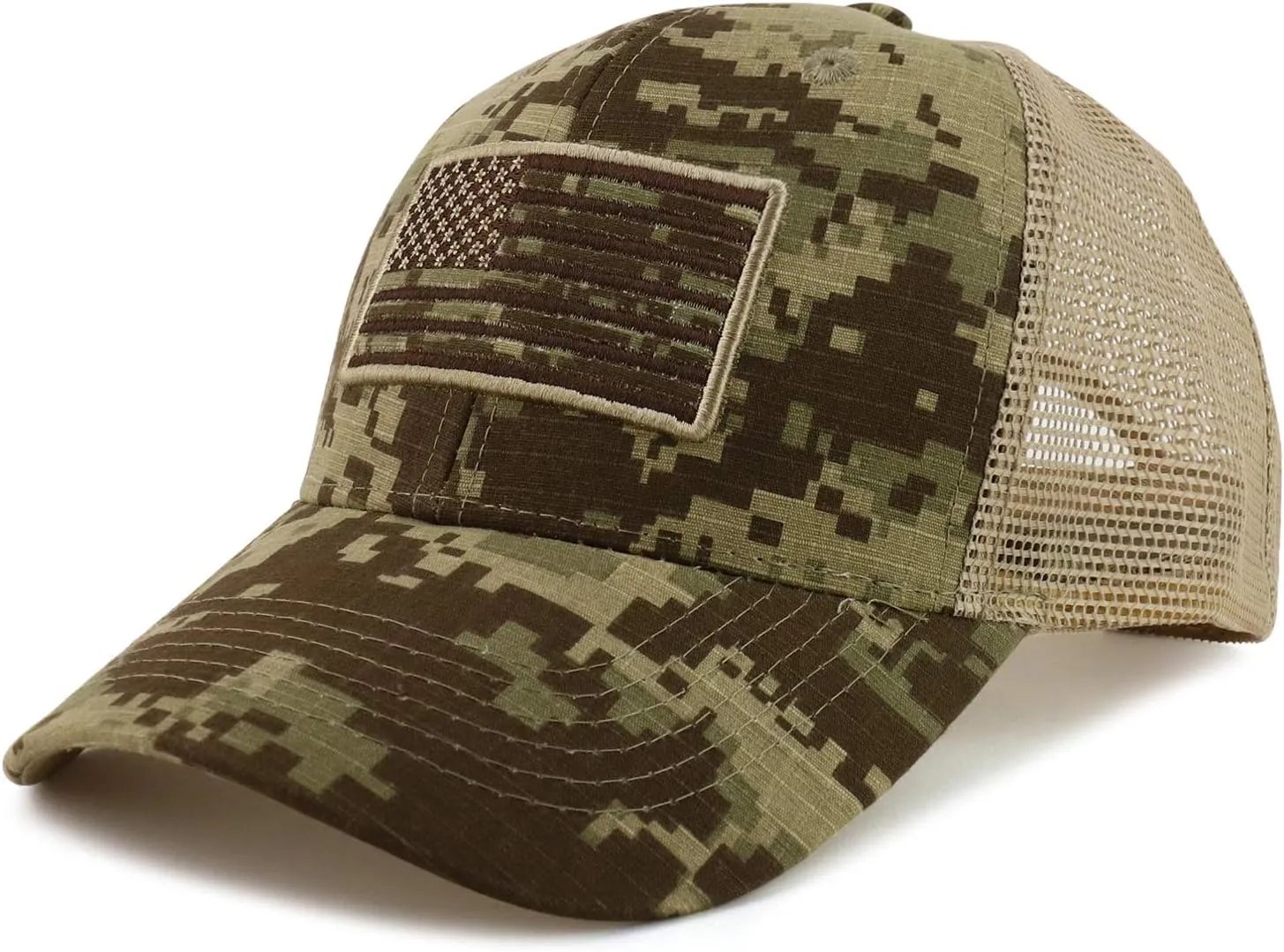 USA Flag Embroidered Structured Trucker Mesh Baseball Cap