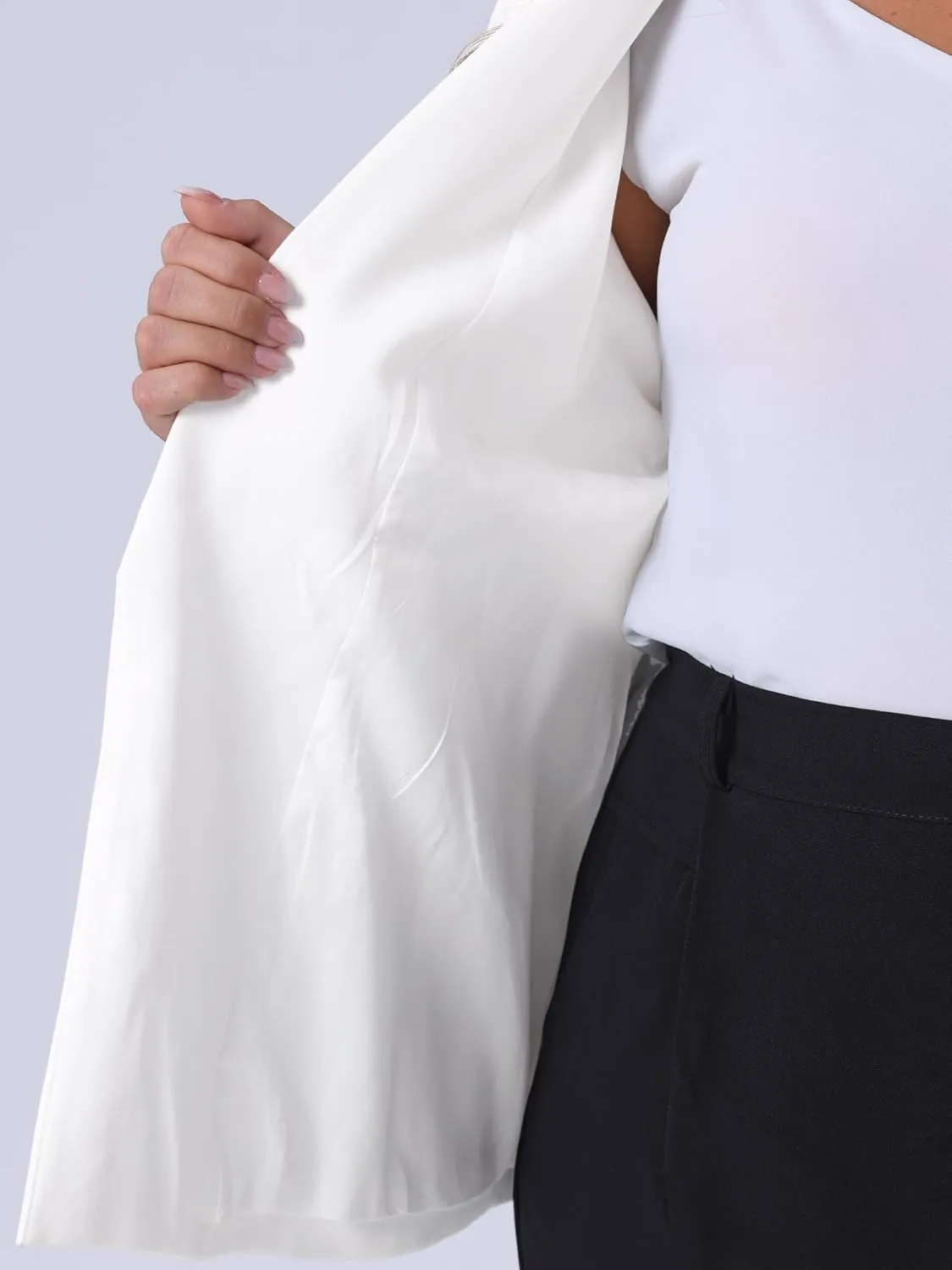 uxcell Women's Plus Size Blazers Shawl Collar Open Front 3/4 Ruched Sleeve Work Office Lightweight Blazers