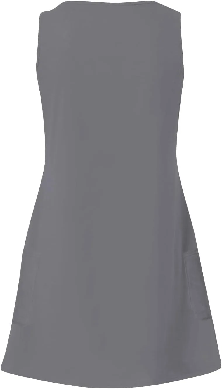V Neck Dress Ladies Fashion Sleeveless Summer Floral Printed Trendy with Pockets Women's Sundress Beach BohoFor Women