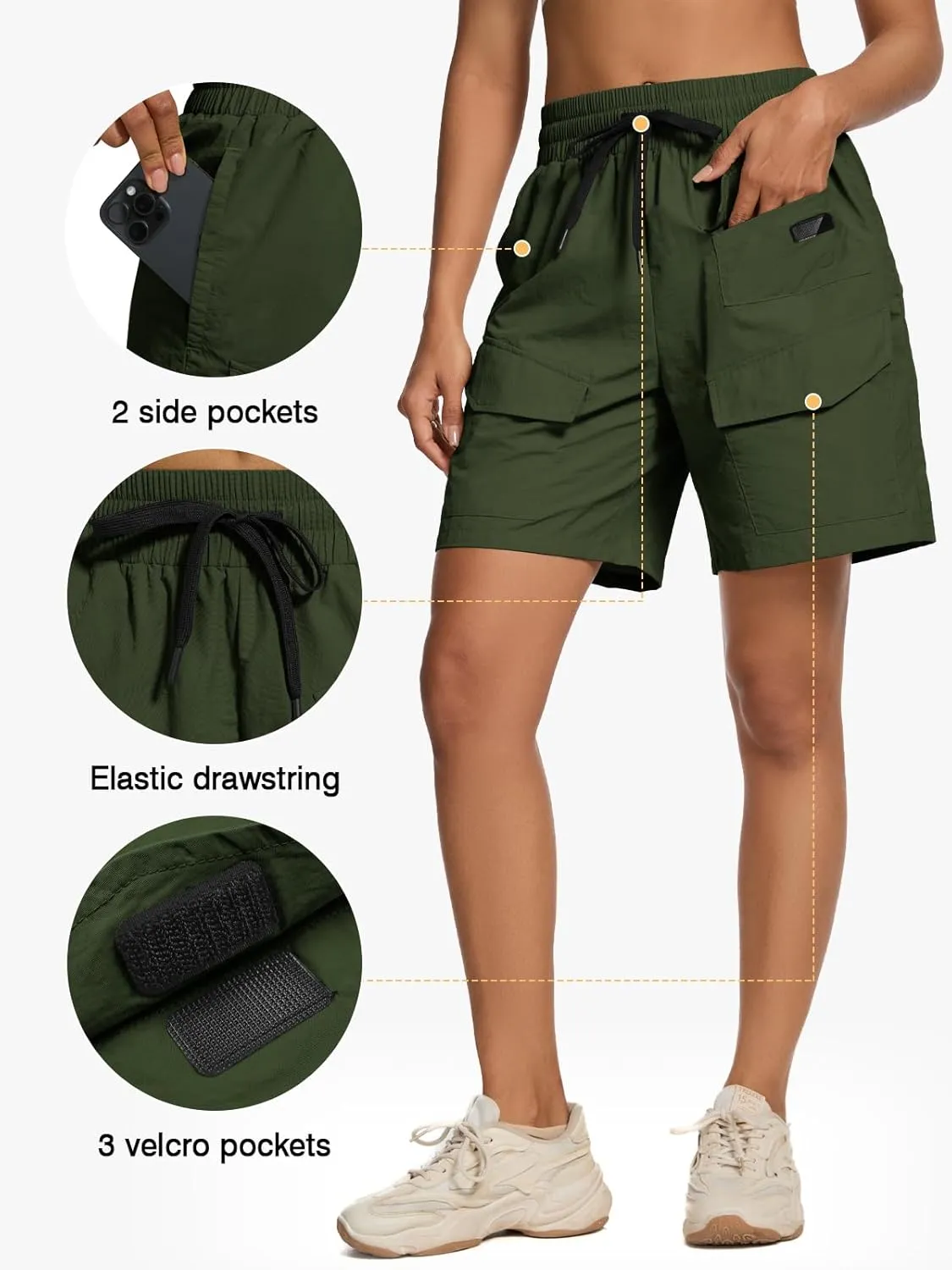 VUTRU Women's 7" Hiking Cargo Shorts Quick Dry Athletic Shorts Lightweight Outdoor Golf Summer Shorts with Pockets