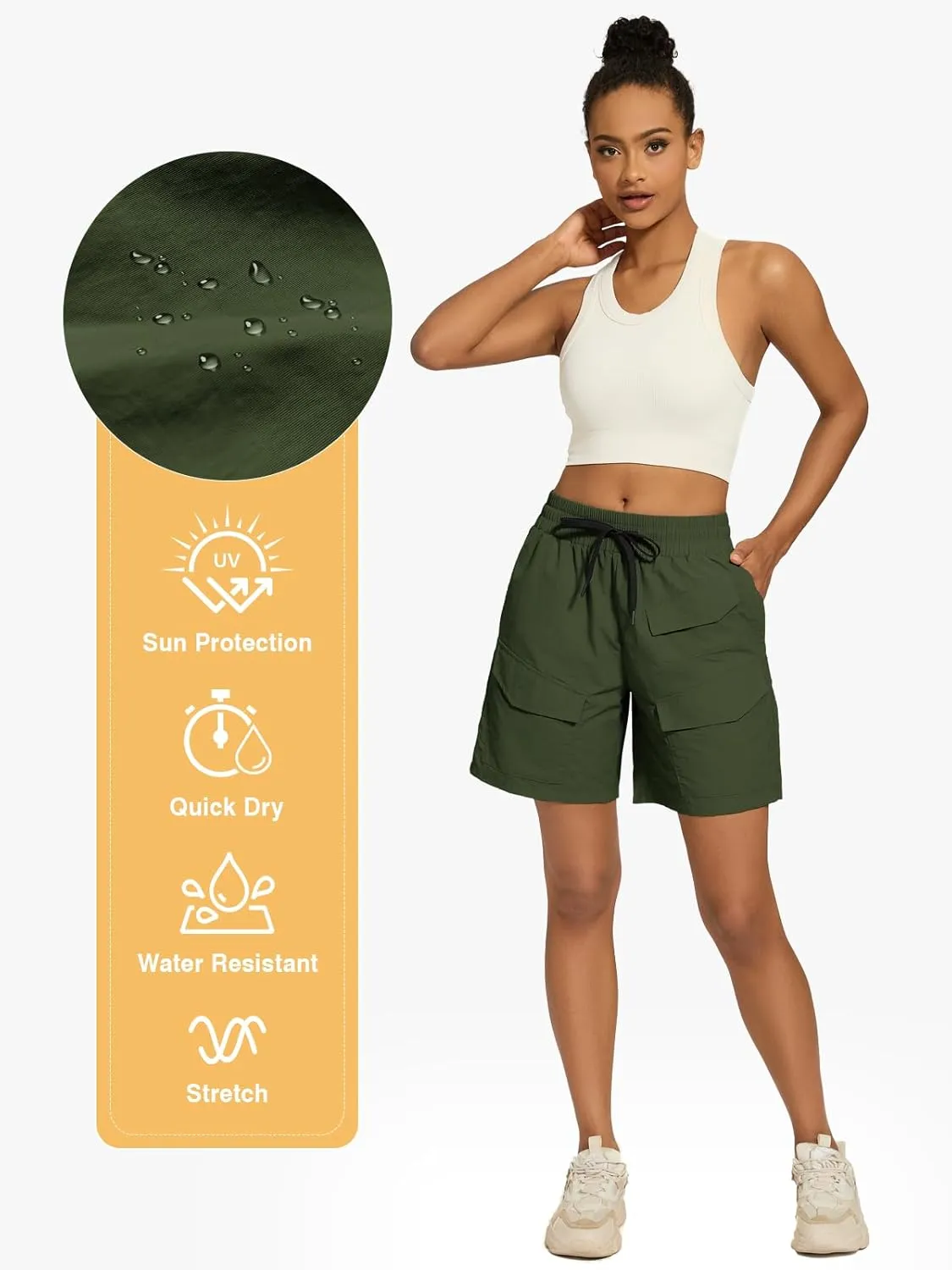 VUTRU Women's 7" Hiking Cargo Shorts Quick Dry Athletic Shorts Lightweight Outdoor Golf Summer Shorts with Pockets