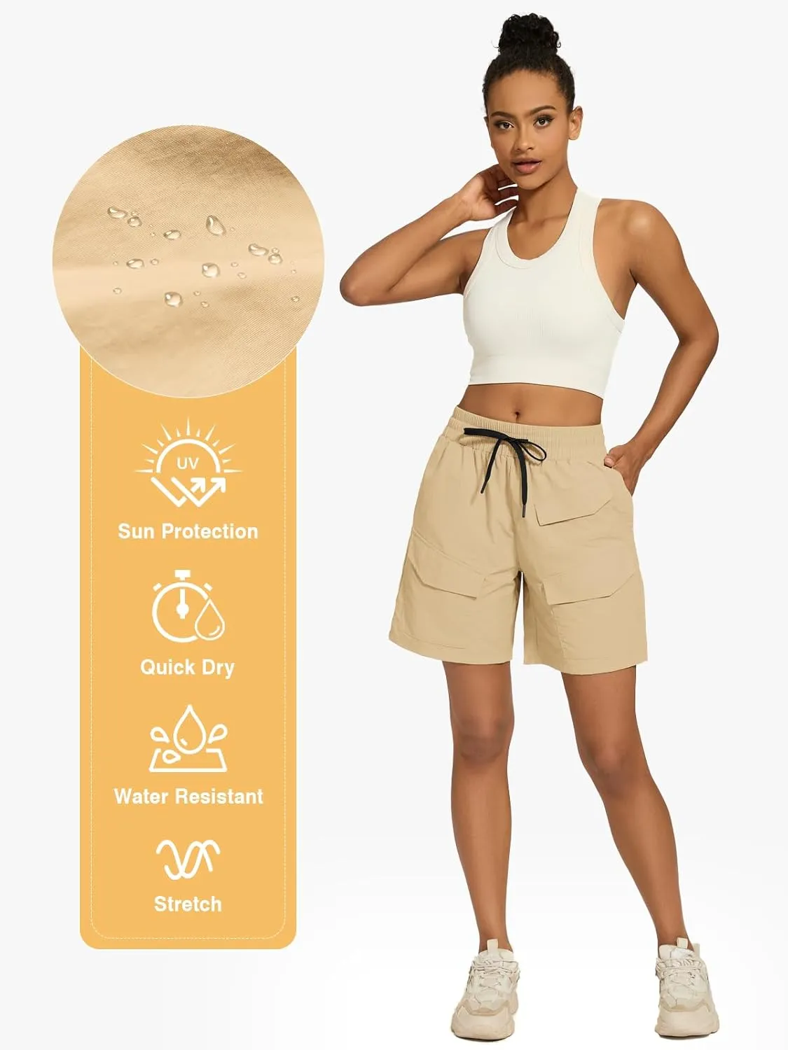 VUTRU Women's 7" Hiking Cargo Shorts Quick Dry Athletic Shorts Lightweight Outdoor Golf Summer Shorts with Pockets