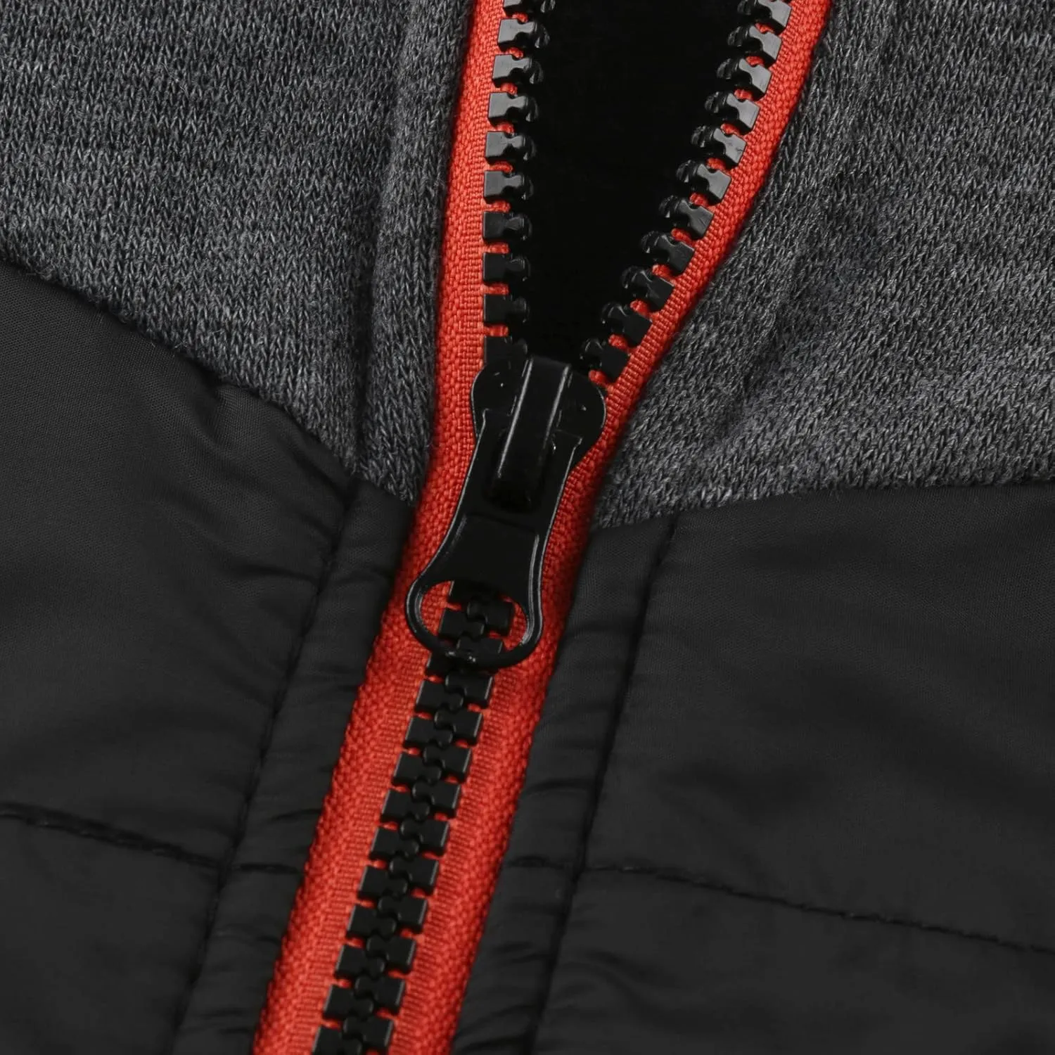 Warm Hoodies For Men Zip Up Hoodies Slim Fit Color Block Quilted Sweatshirts Jacket With Zipper Pockets