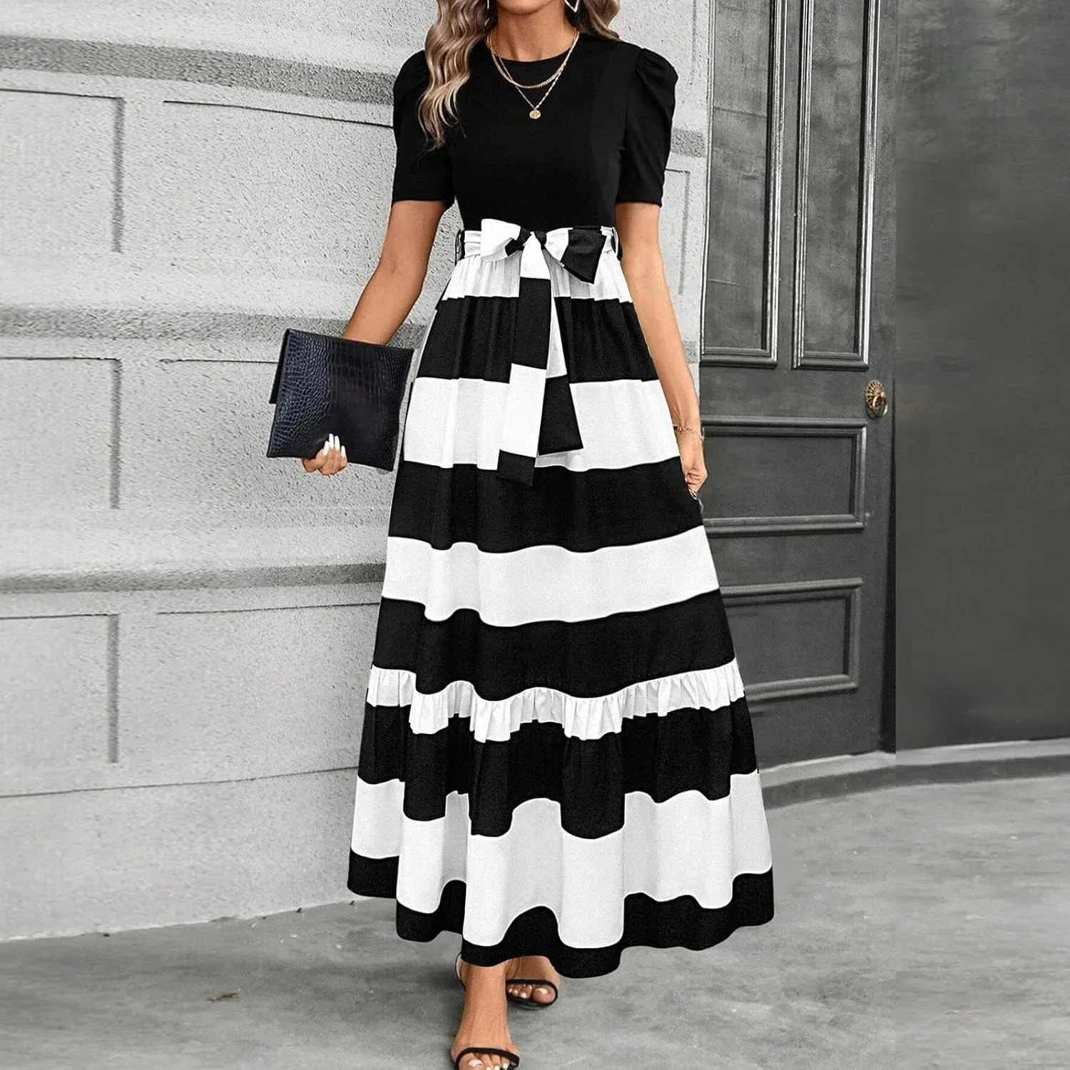 Wedding Guest Dresses for Women,Womens Easter Dresses Plus Size Spring Summer Wrap Dress for Women 2025 A Line