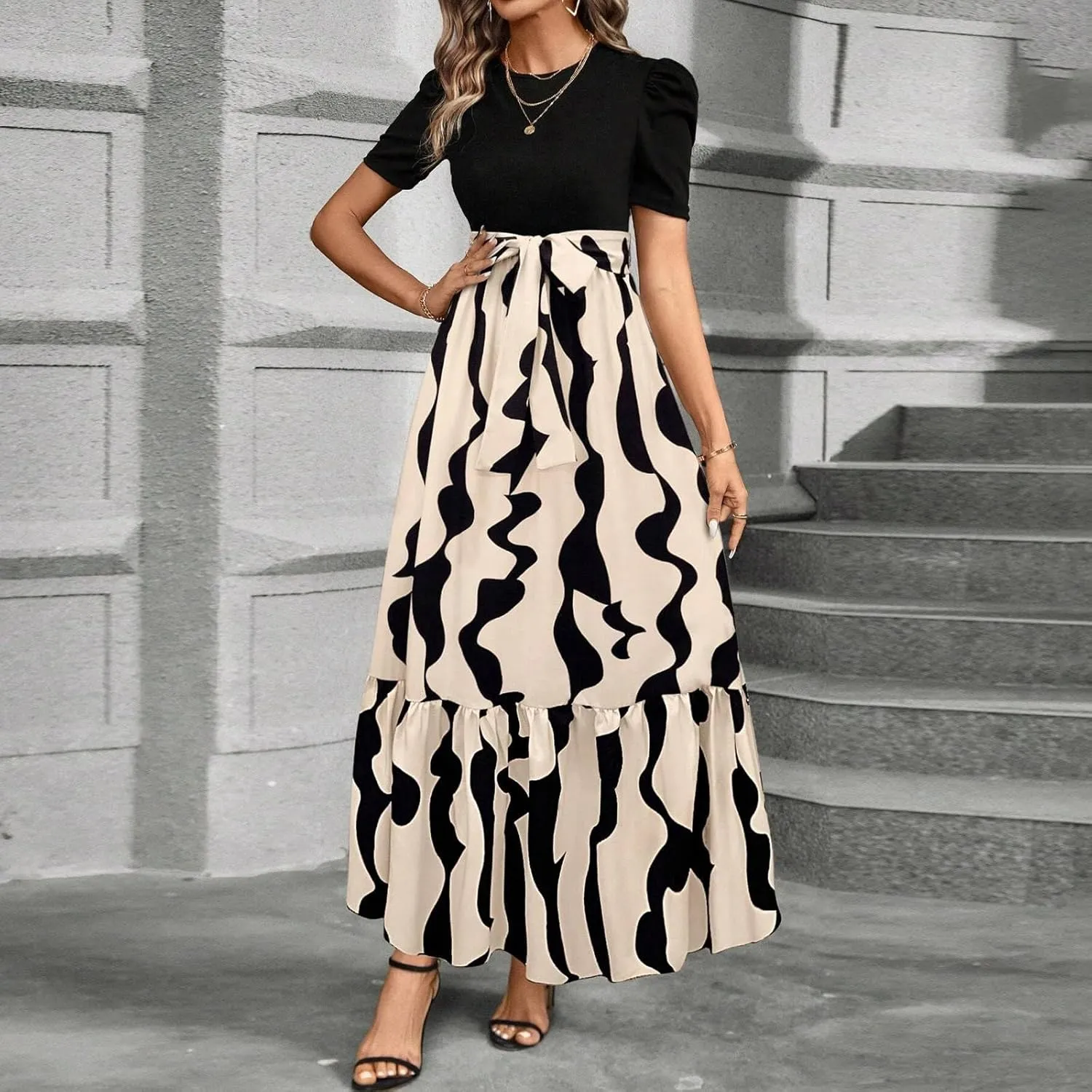 Wedding Guest Dresses for Women,Womens Easter Dresses Plus Size Spring Summer Wrap Dress for Women 2025 A Line