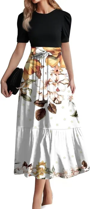 Wedding Guest Dresses for Women,Womens Easter Dresses Plus Size Spring Summer Wrap Dress for Women 2025 A Line