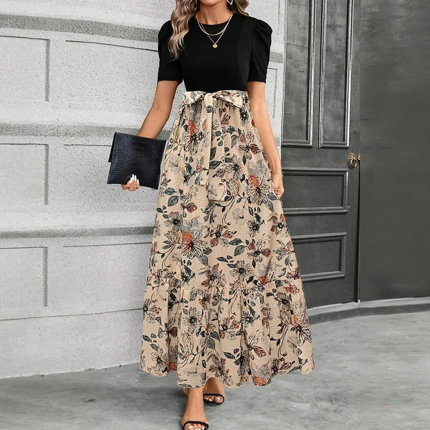 Wedding Guest Dresses for Women,Womens Easter Dresses Plus Size Spring Summer Wrap Dress for Women 2025 A Line