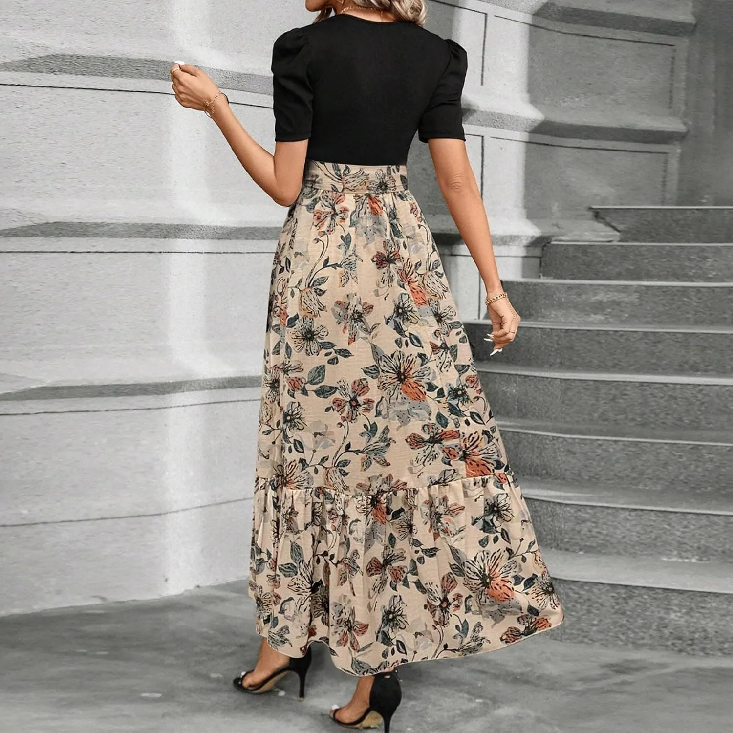 Wedding Guest Dresses for Women,Womens Easter Dresses Plus Size Spring Summer Wrap Dress for Women 2025 A Line
