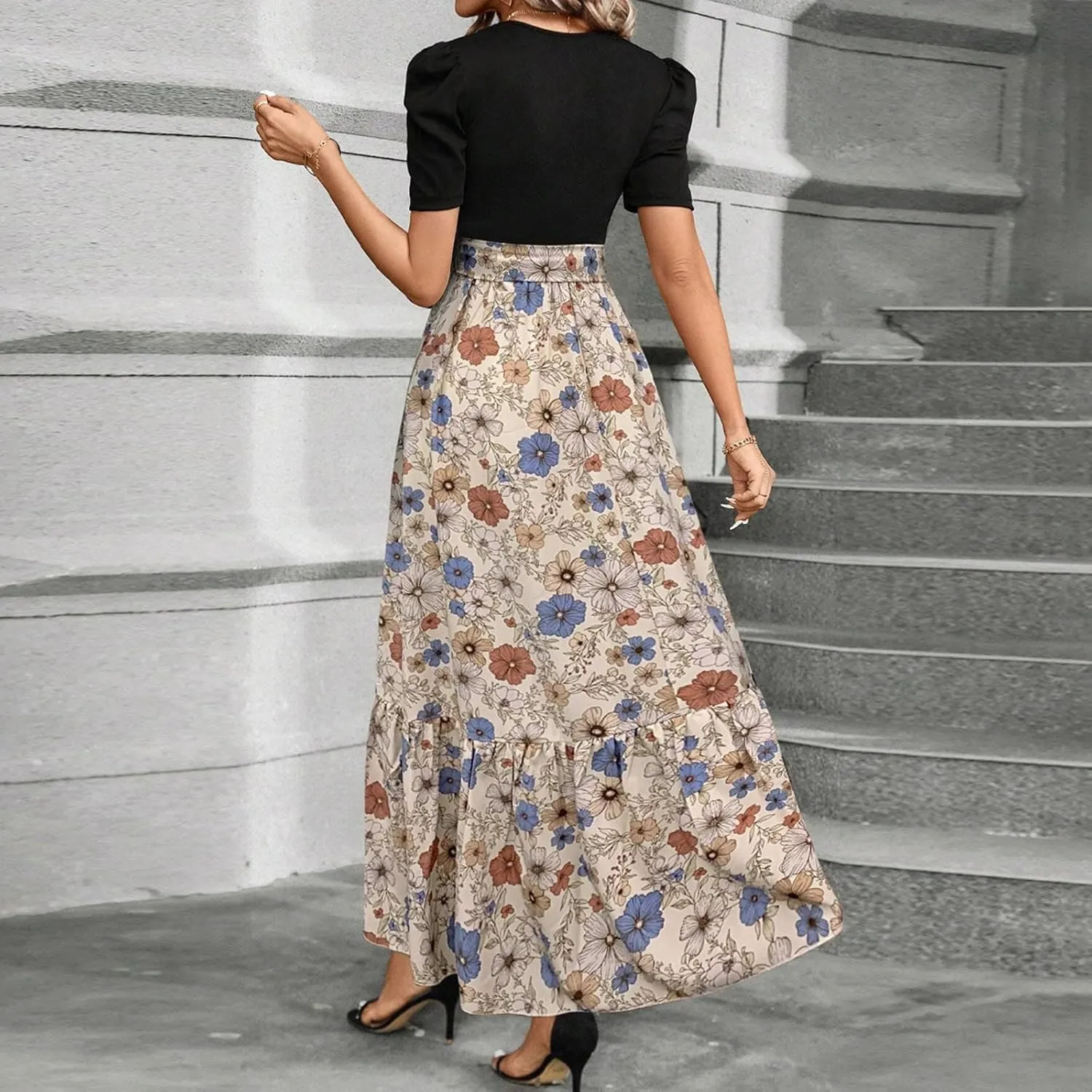 Wedding Guest Dresses for Women,Womens Easter Dresses Plus Size Spring Summer Wrap Dress for Women 2025 A Line