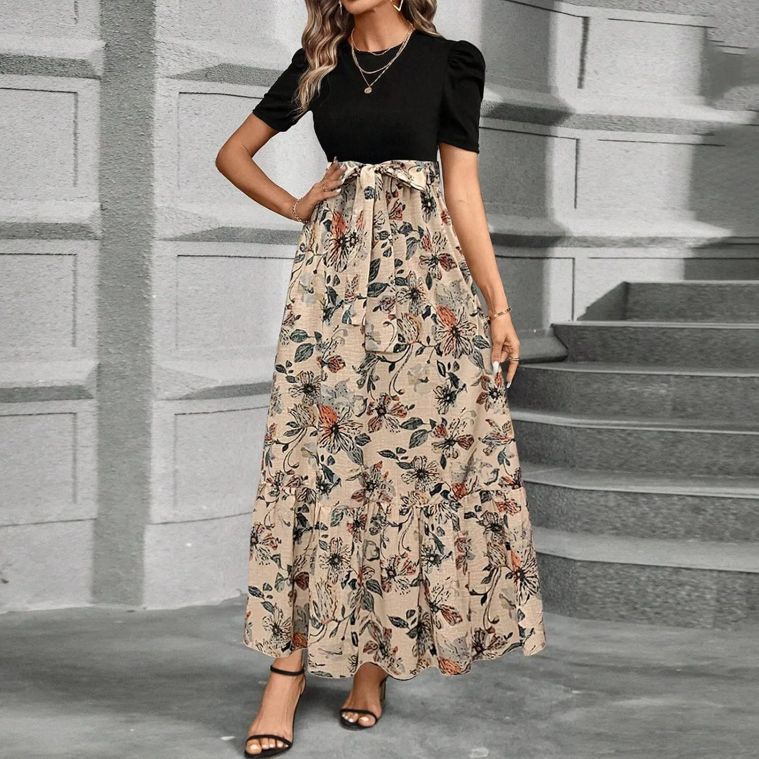 Wedding Guest Dresses for Women,Womens Easter Dresses Plus Size Spring Summer Wrap Dress for Women 2025 A Line