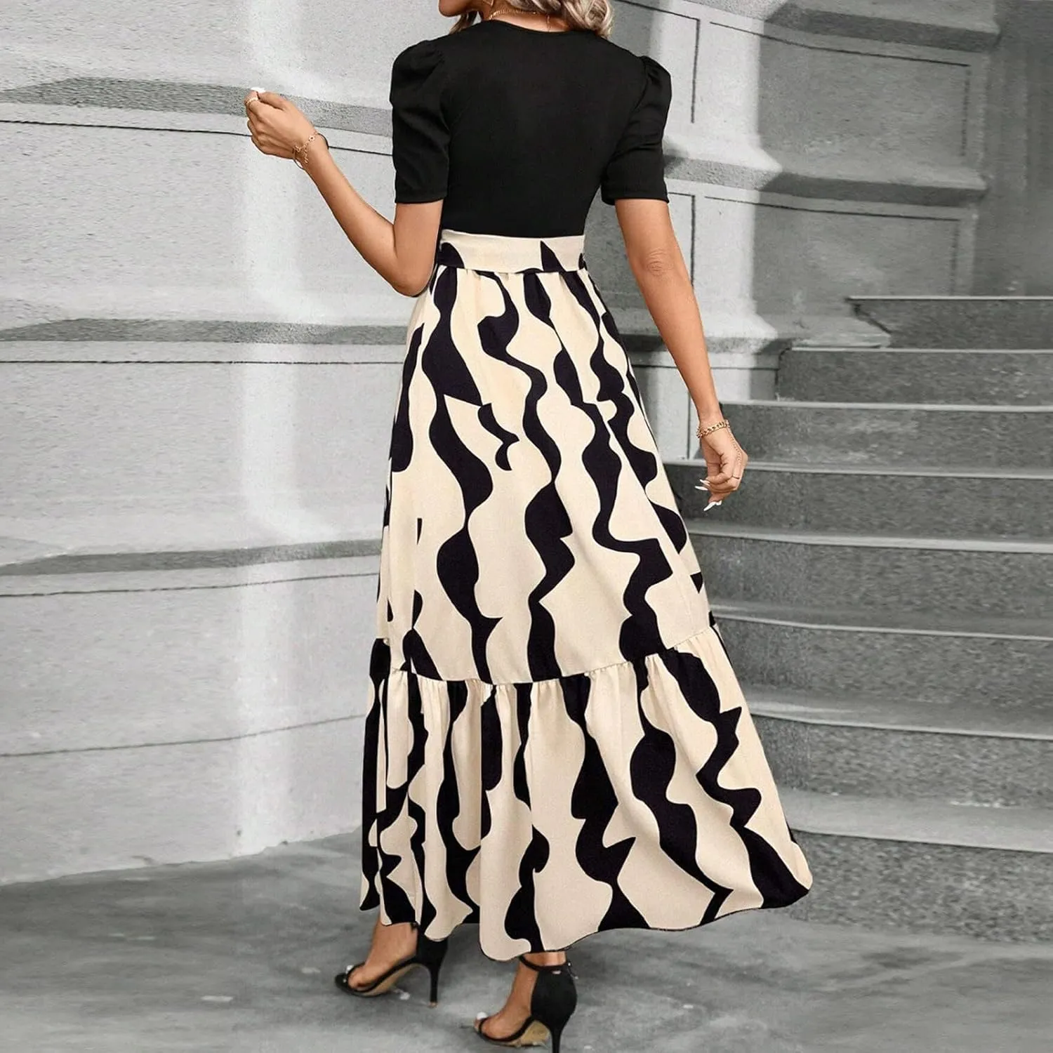 Wedding Guest Dresses for Women,Womens Easter Dresses Plus Size Spring Summer Wrap Dress for Women 2025 A Line