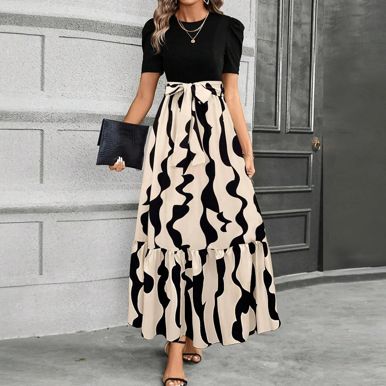 Wedding Guest Dresses for Women,Womens Easter Dresses Plus Size Spring Summer Wrap Dress for Women 2025 A Line