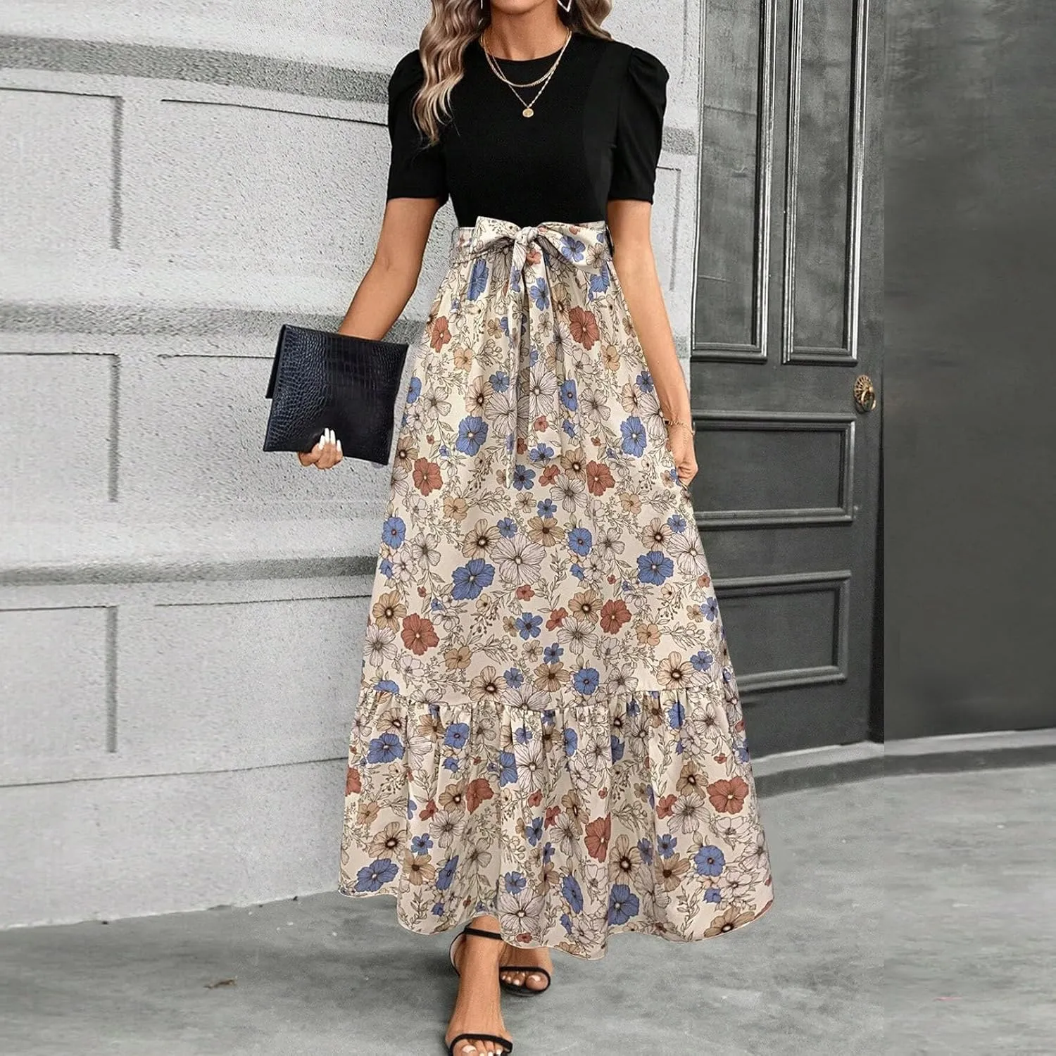 Wedding Guest Dresses for Women,Womens Easter Dresses Plus Size Spring Summer Wrap Dress for Women 2025 A Line