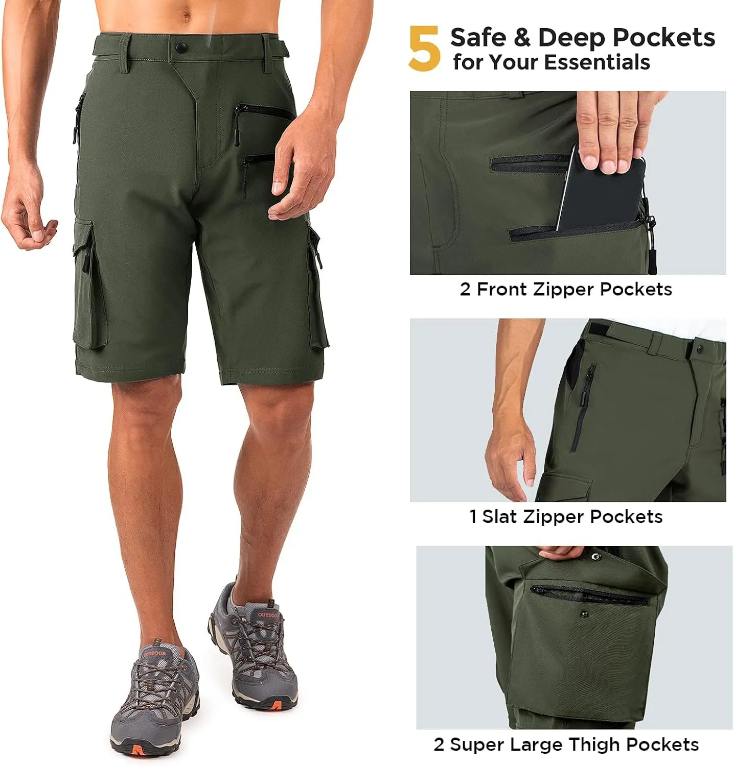 Wespornow Men's-Hiking-Shorts Tactical Shorts Lightweight-Quick-Dry-Outdoor-Cargo-Casual-Shorts for Hiking Cycling