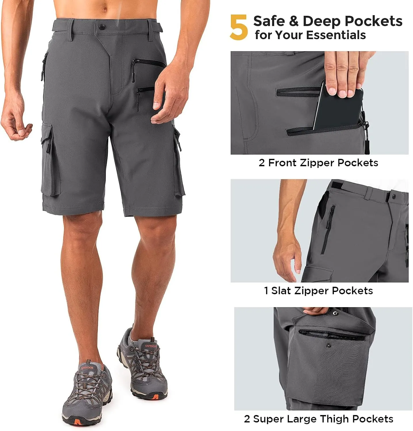 Wespornow Men's-Hiking-Shorts Tactical Shorts Lightweight-Quick-Dry-Outdoor-Cargo-Casual-Shorts for Hiking Cycling