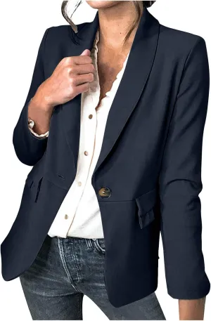 Wkishenl Spring Summer Lightweight Blazers for Women Business Casual Long Sleeve Jackets Loose Button Down Lapel Outerwear