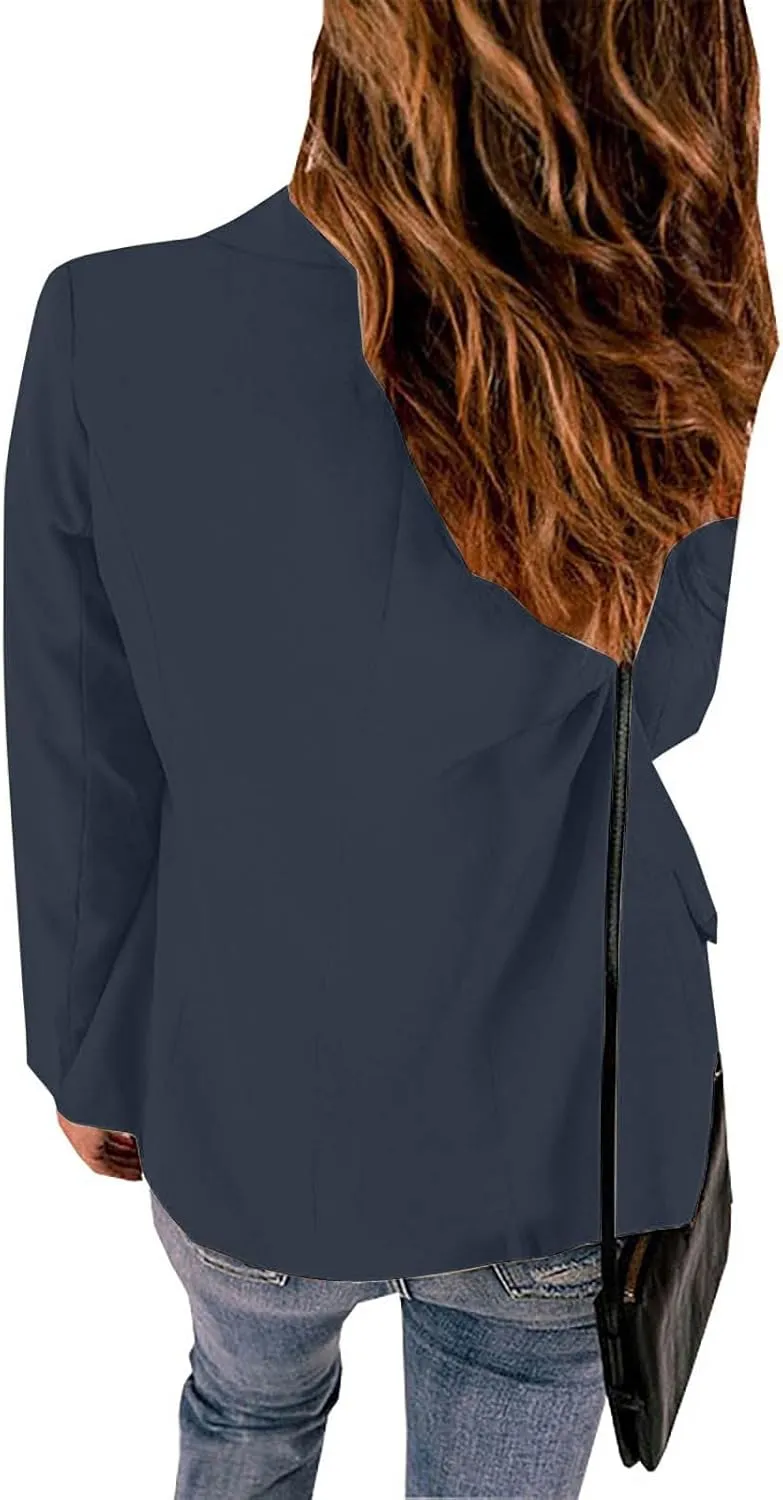 Wkishenl Spring Summer Lightweight Blazers for Women Business Casual Long Sleeve Jackets Loose Button Down Lapel Outerwear