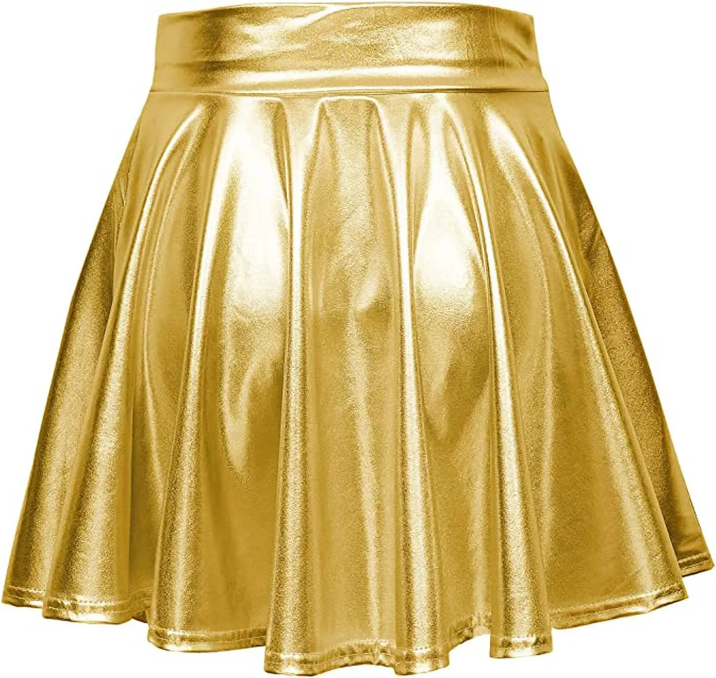 Womans Skirts Mini Casual Fashion Pleated Shiny Skirt A-Line Flared Women's Skirt High Waisted Teen Girls Mini