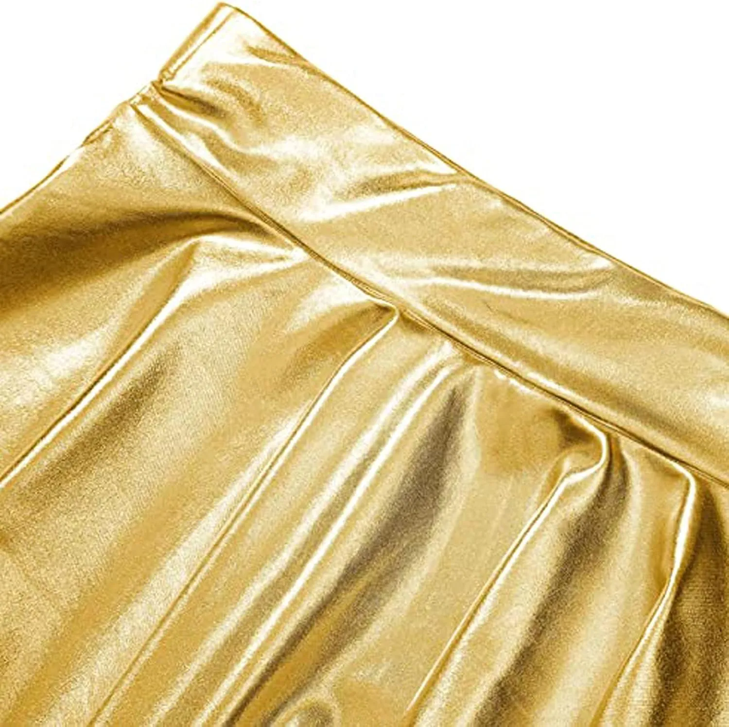 Womans Skirts Mini Casual Fashion Pleated Shiny Skirt A-Line Flared Women's Skirt High Waisted Teen Girls Mini