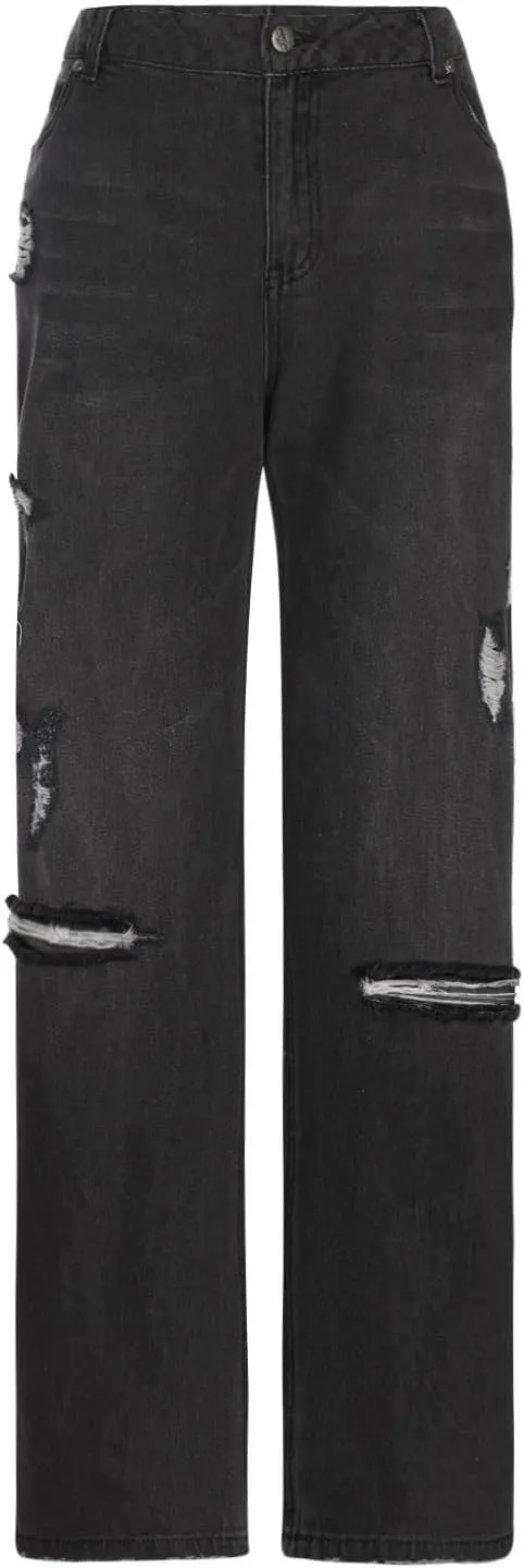 Women Baggy Boyfriend Jeans Pant Mid Rise Bootcut Jean High Waisted Jeans Flare Stretch Boyfriend Casual Denim Pants
