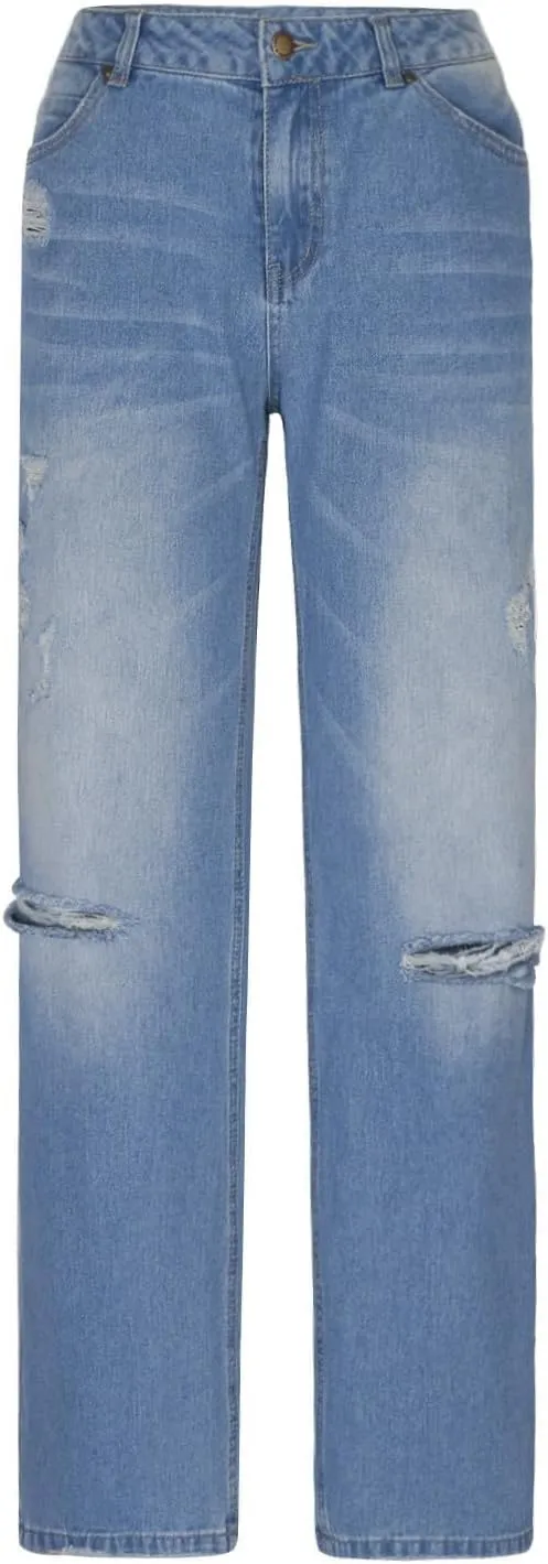 Women Baggy Boyfriend Jeans Pant Mid Rise Bootcut Jean High Waisted Jeans Flare Stretch Boyfriend Casual Denim Pants