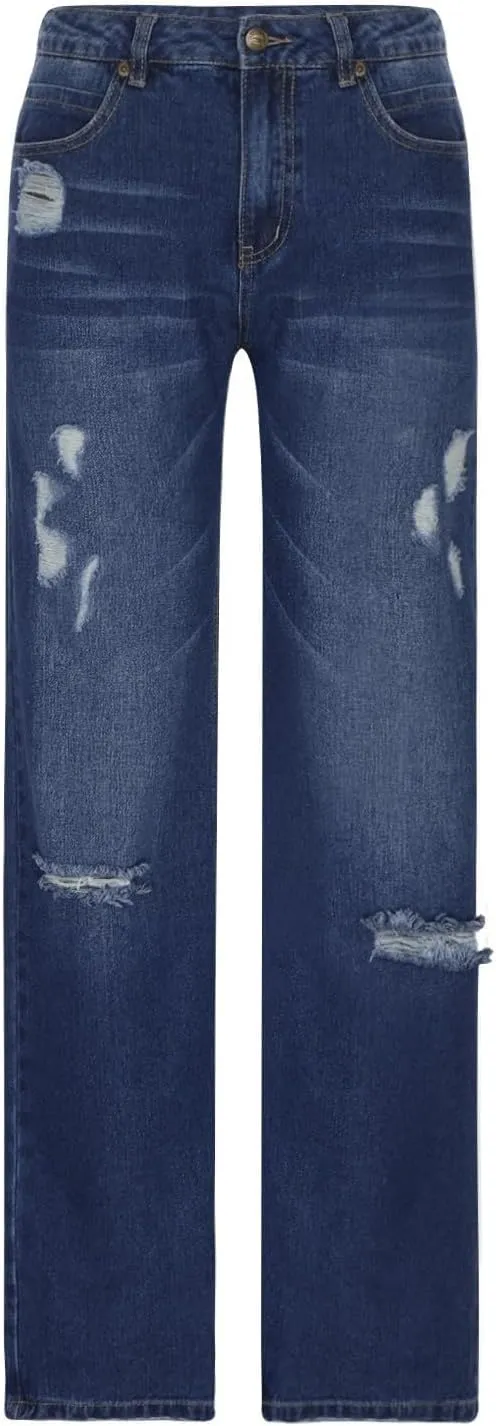 Women Baggy Boyfriend Jeans Pant Mid Rise Bootcut Jean High Waisted Jeans Flare Stretch Boyfriend Casual Denim Pants
