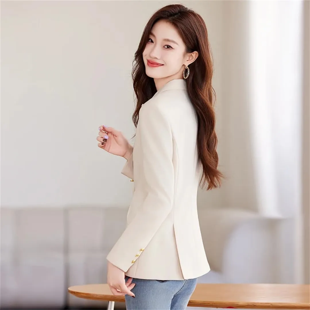 Women Blazer Long Sleeve Blaser Suit Jacket Coat Slim Notched Blazer Office Small Blazers