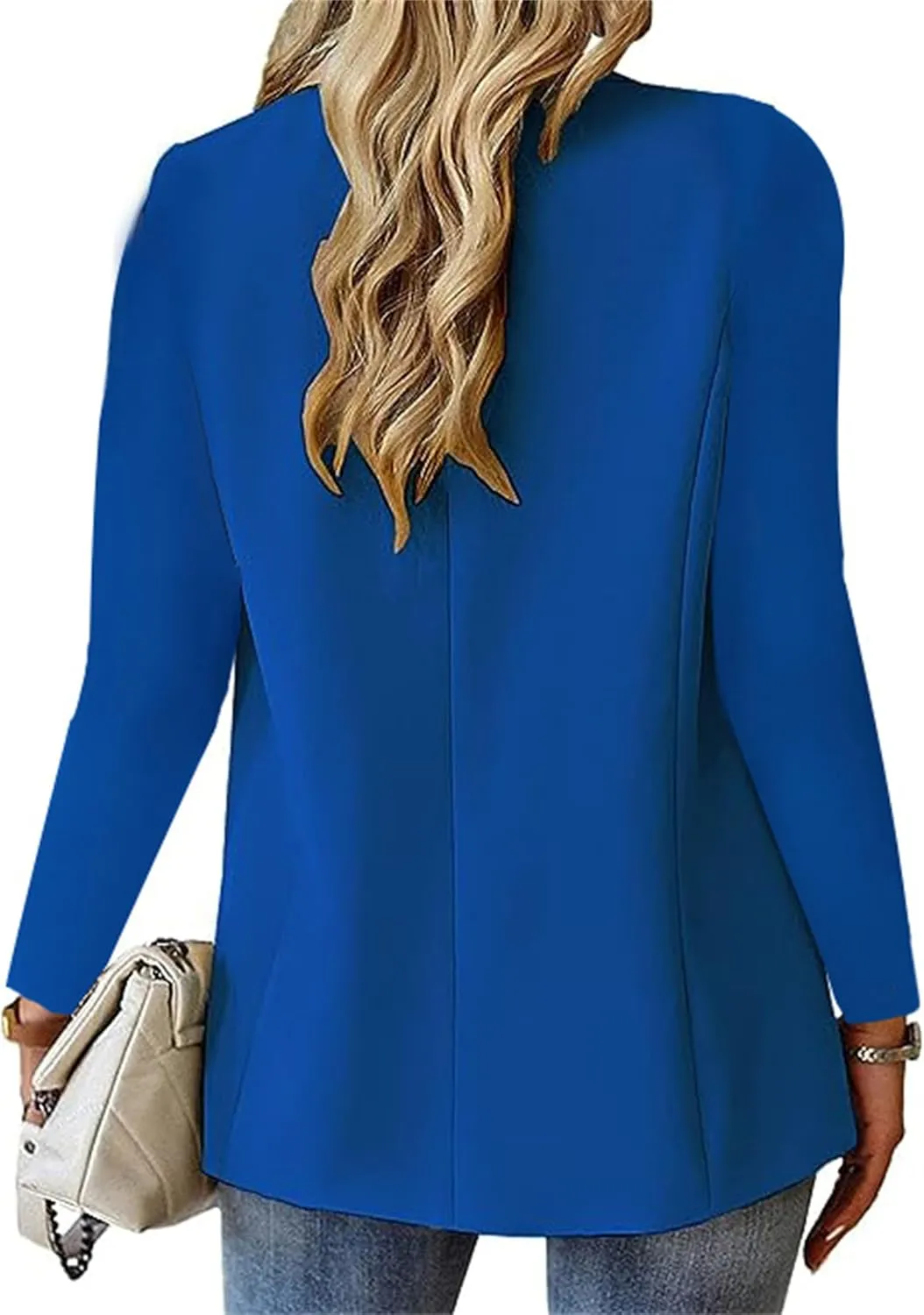 Women Blazers for Work Casual Button Lapel Open Front Business Blazer Dressy Long Sleeve Suit Jackets with Pocket
