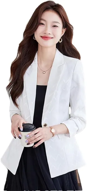 Women Coat Solid Elegant Temperament Basic Jacket Office Stripes Print Long Sleeve Blazers