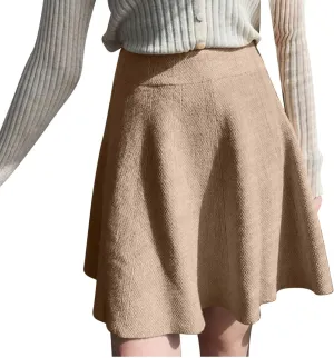 Women Elegant Skorts 2025 Fashion Stretch High Waist Flared Mini Skater Skirts Casual Solid Color Pleated Mini Skirt