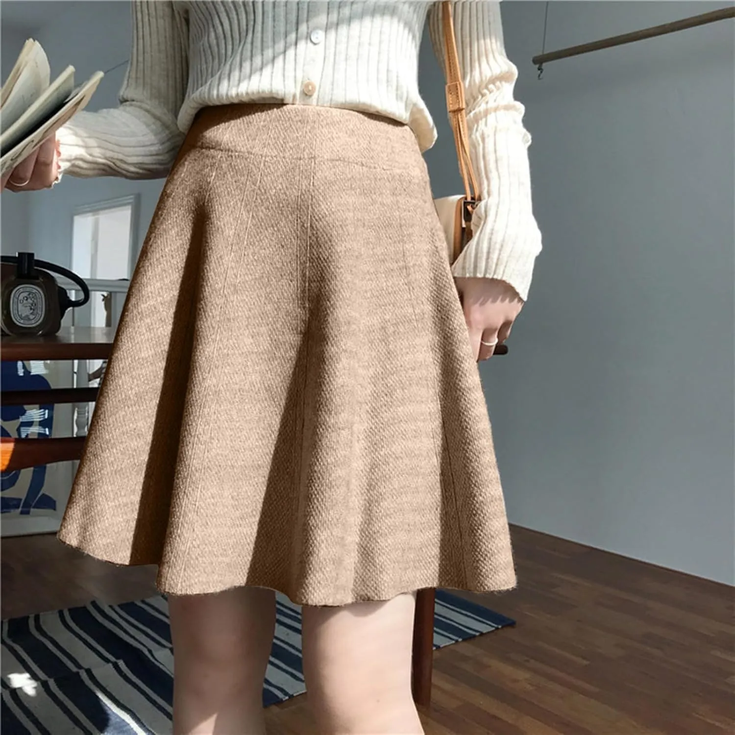 Women Elegant Skorts 2025 Fashion Stretch High Waist Flared Mini Skater Skirts Casual Solid Color Pleated Mini Skirt