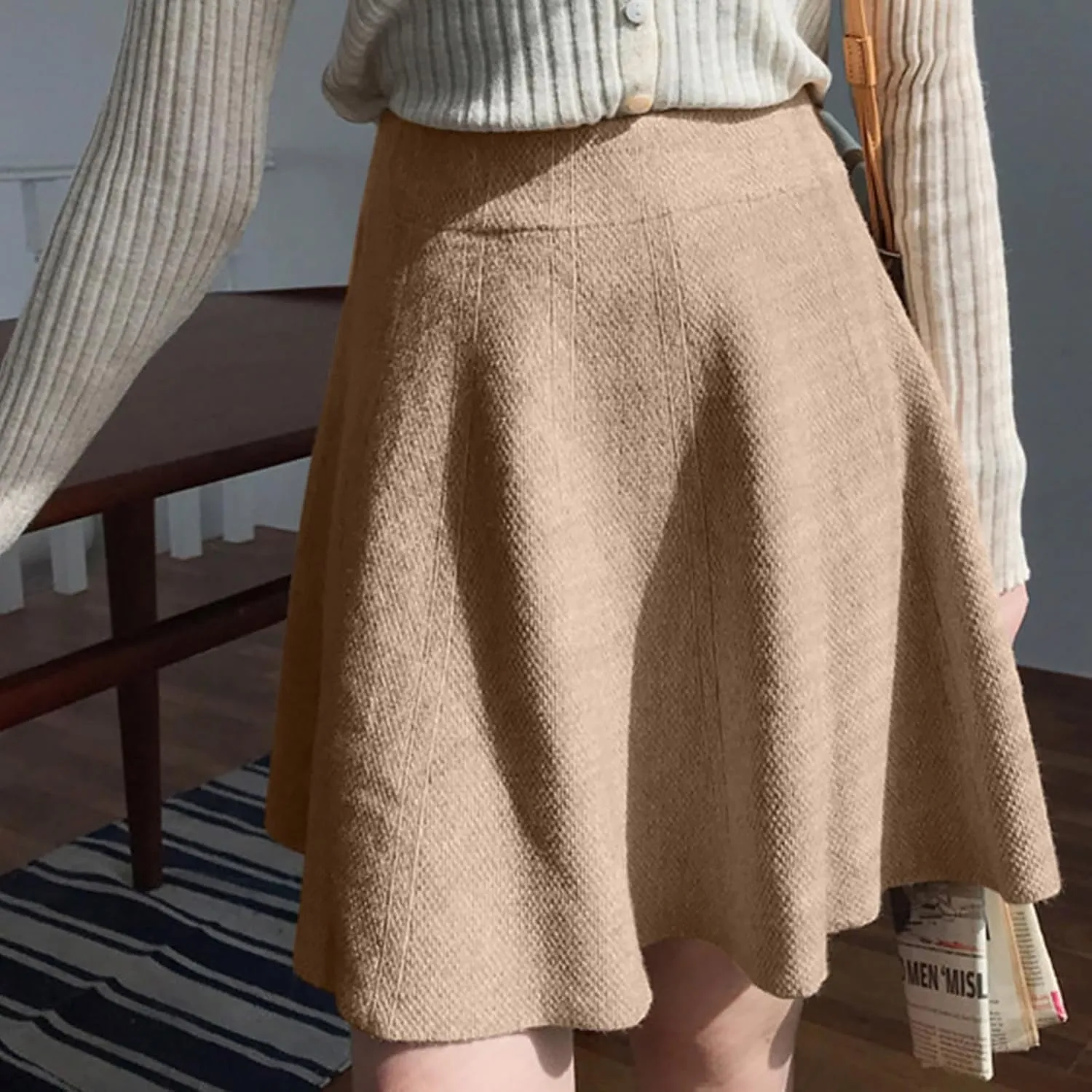 Women Elegant Skorts 2025 Fashion Stretch High Waist Flared Mini Skater Skirts Casual Solid Color Pleated Mini Skirt