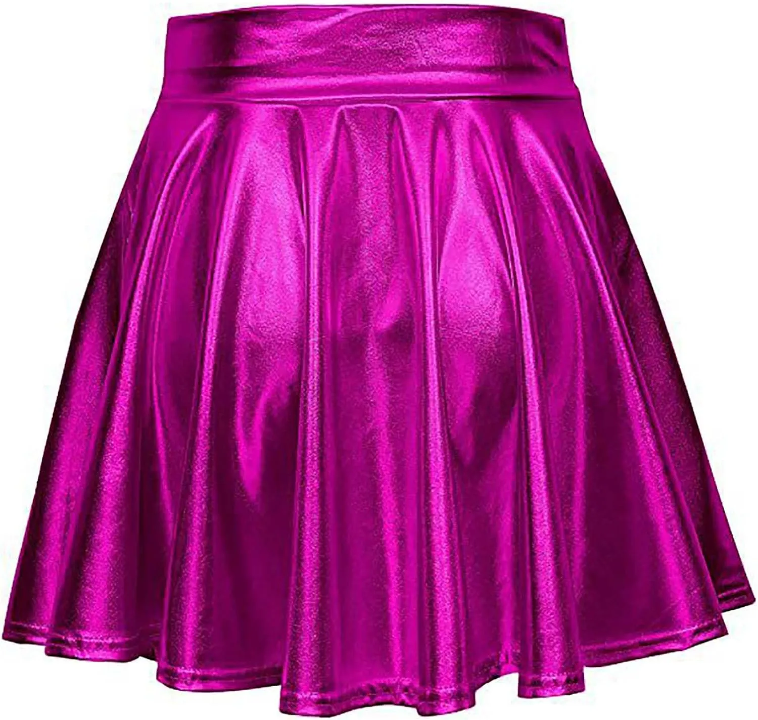 Women Faux Leather Mini Skirts Night Out Disco Short Skirt Sexy Performance Stage Pleated Skirt PU-Leather Skirts